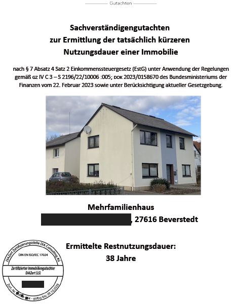 Beispiel Restnutzungsdauergutachten